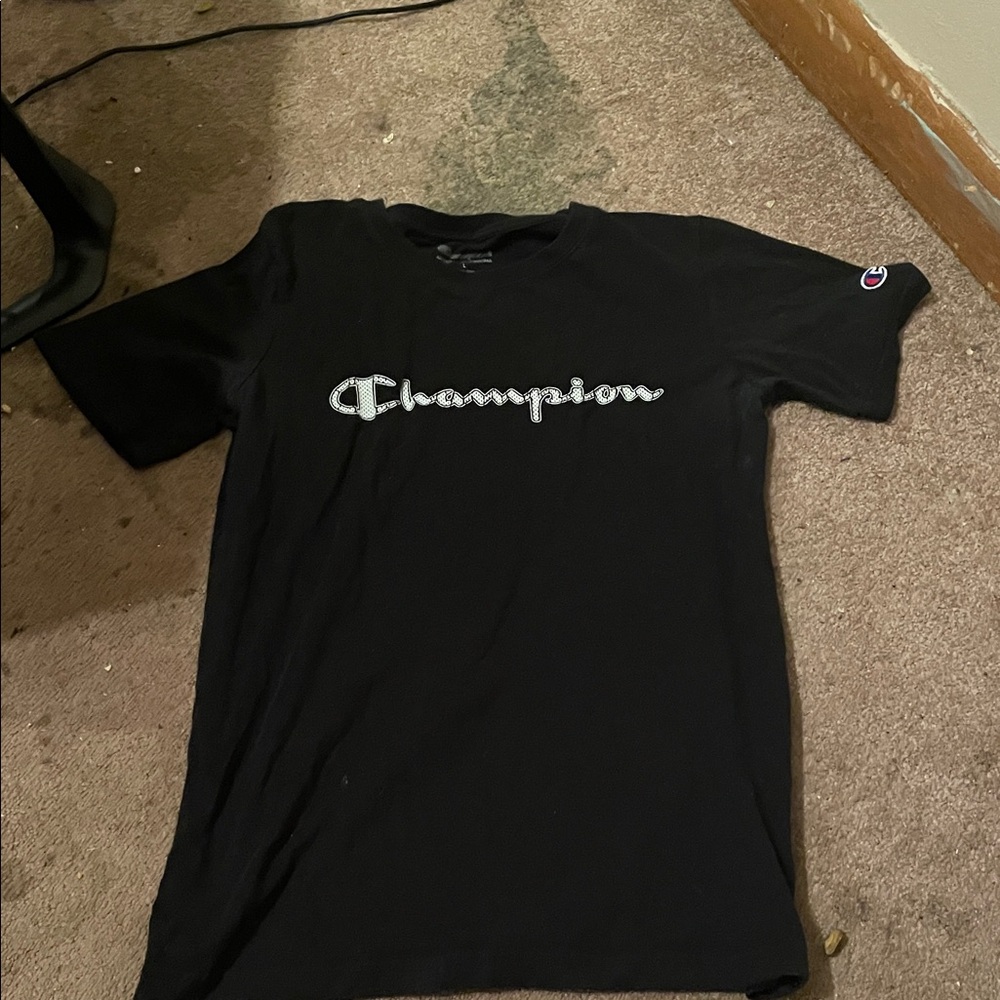Champion Black Tee with Logo